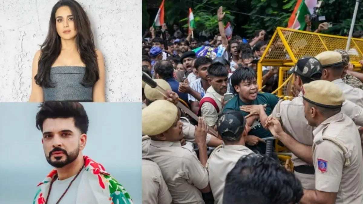 Karan Kundrra and Preity Zinta reacting to protests on social media.