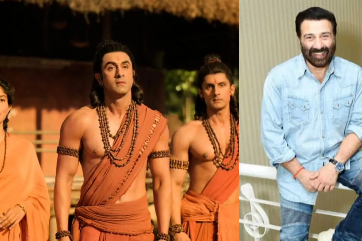 A cinematic shot of Ranbir Kapoor and Sai Pallavi from the Ramayana movie trailer.