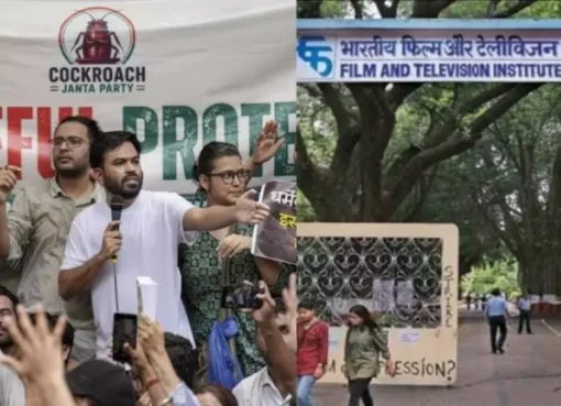 Students protesting with signs, showing solidarity.