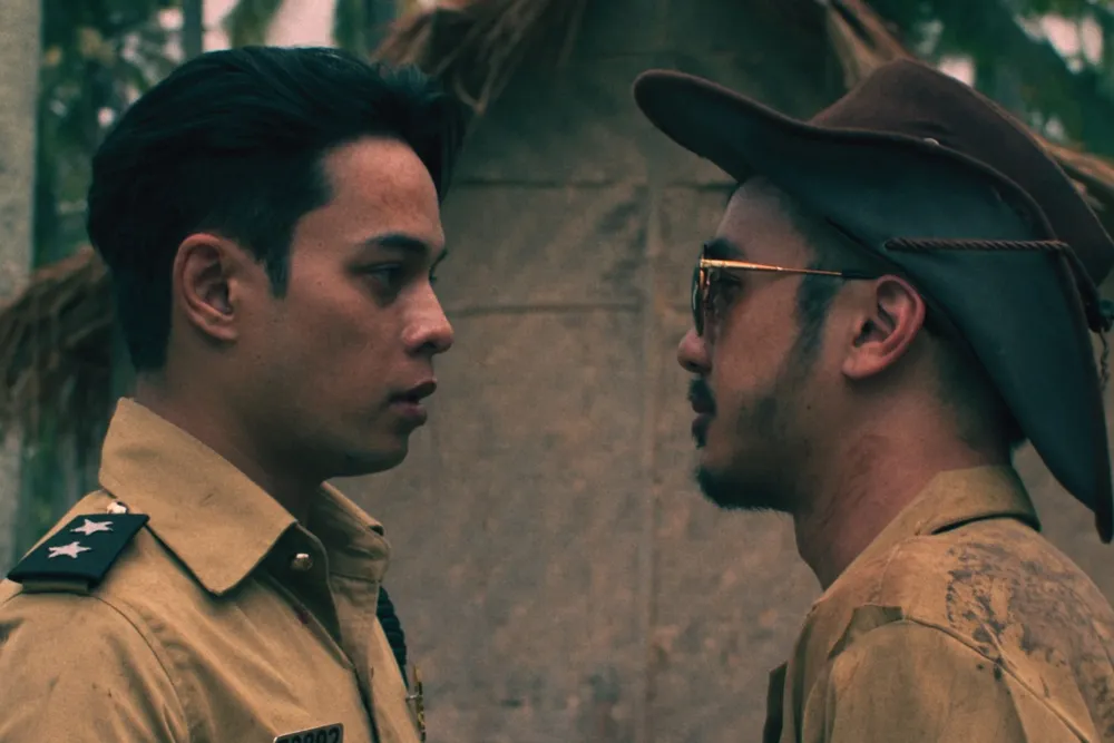A gritty, intense scene from the 'Peluru Senja: The Ghost & the Gun' trailer.