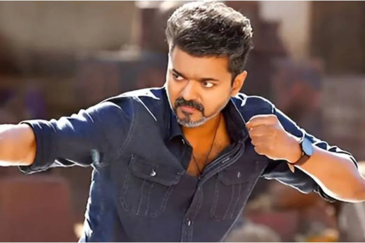 Vijay looking serious in a still from the film 'Jana Nayagan'.