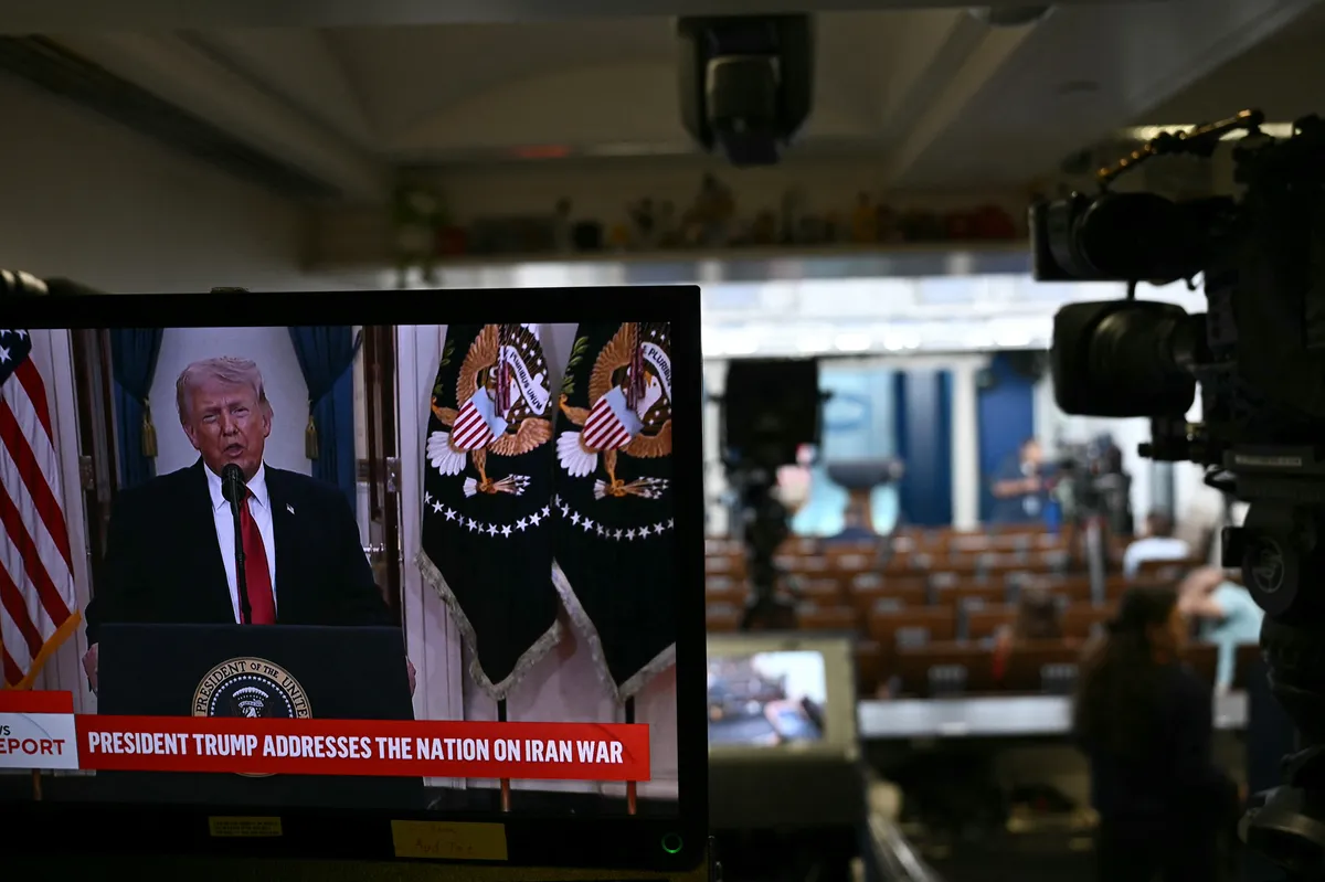 A teleprompter screen showing text.