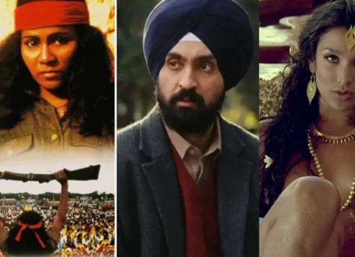 A collage of posters from banned Indian movies including Satluj and Kama Sutra