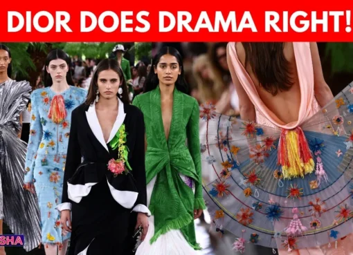 Models showcasing colorful, sculptural designs from Dior's Haute Couture collection.