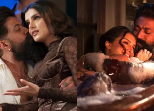 Yash and Tara Sutaria in a romantic bathtub scene from the 'Toxic' music video.