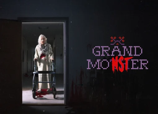A still from the movie 'Grandmonster' showing a zombie in a remote Norwegian setting.