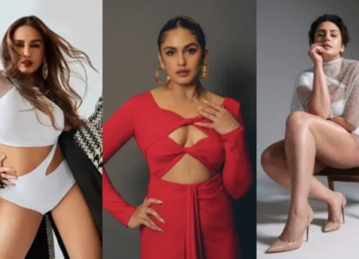 Huma Qureshi smiling in a bold, head-turning outfit, showcasing her unique fashion sense.