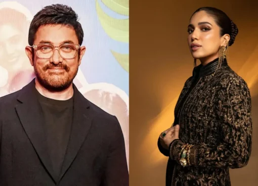 Collage of Aamir Khan and Bhumi Pednekar.
