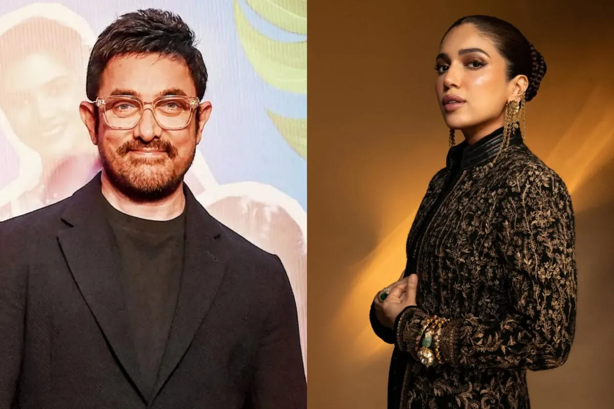 Collage of Aamir Khan and Bhumi Pednekar.