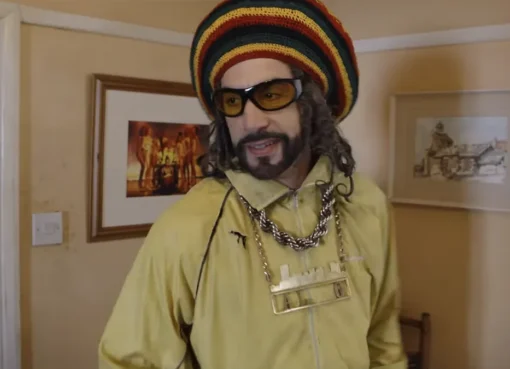 Screenshot from the Ali G movie trailer showing the character with his signature look.