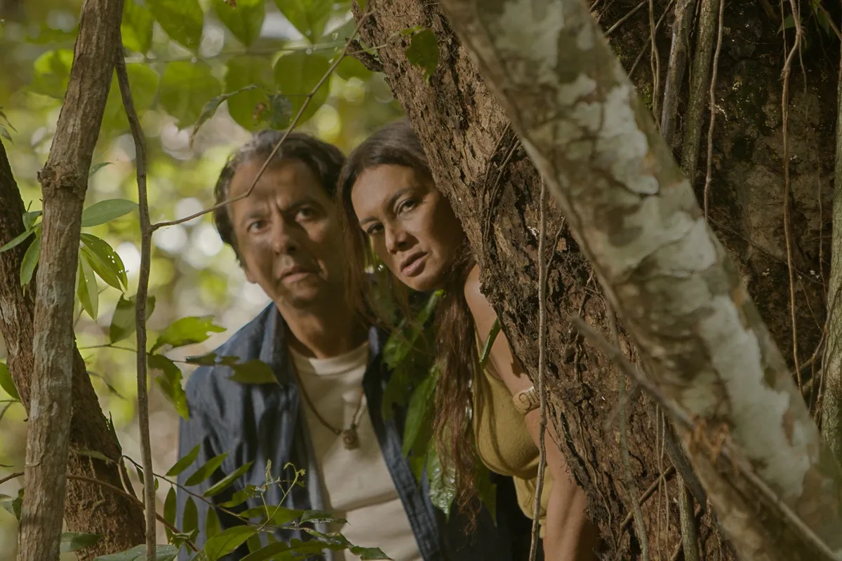 Promotional image for the movie "Seduction" featuring elements of the Amazon Rainforest.