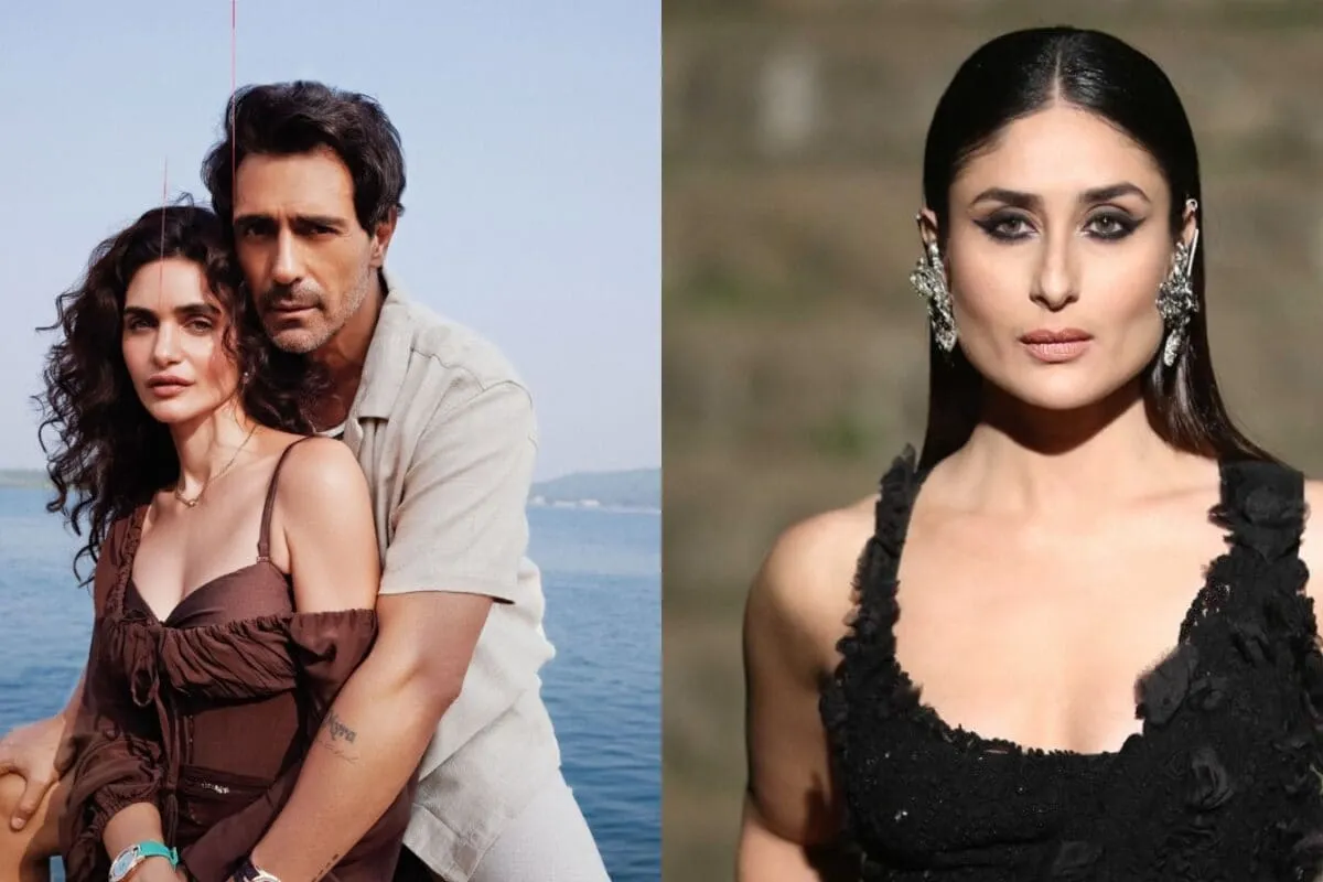 Arjun Rampal and Gabriella Demetriades smiling together, possibly at their wedding.