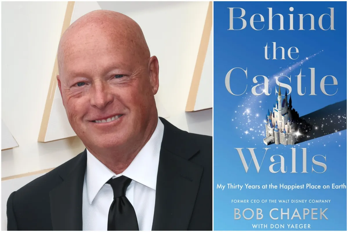Close-up photo of Bob Chapek looking thoughtful, with a subtle Disney castle silhouette in the blurred background.