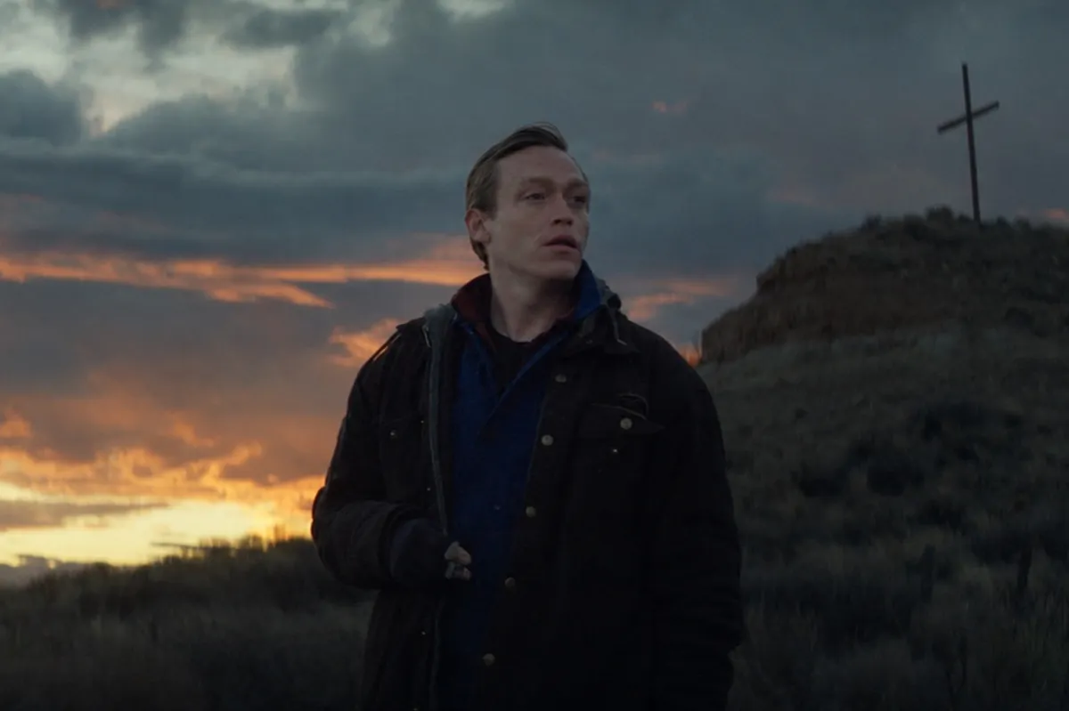 Caleb Landry Jones looking thoughtful, perhaps discussing his film's challenges.