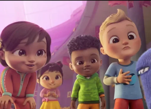JJ and his friends from CoComelon exploring a colorful, magical new world from their upcoming movie.