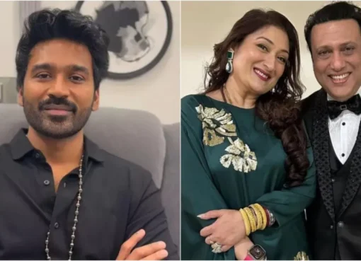 Collage of actor Dhanush and actor Govinda.