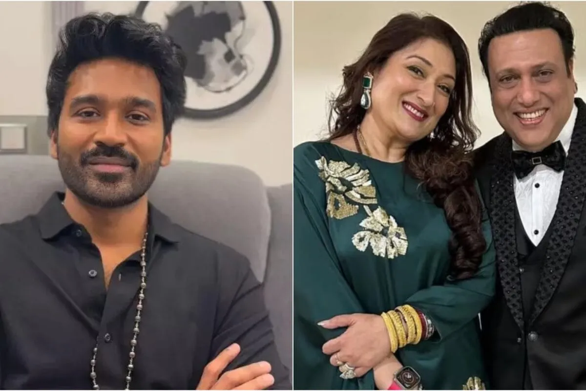 Collage of actor Dhanush and actor Govinda.