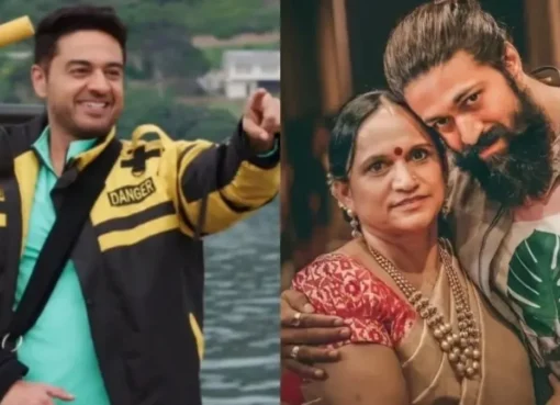 Split image of Gaurav Khanna looking determined and Yash's mother making a statement.