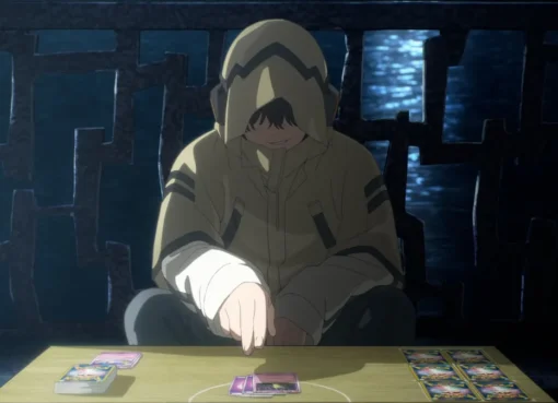 Anime style image showing the 'Pokémon: Wild Card' movie logo with a Pokémon character and a trading card game player in the teaser visual.