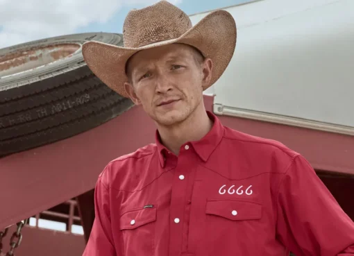 Taylor Sheridan on a ranch.