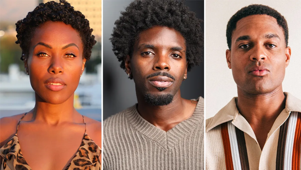 Headshots of actors DeWanda Wise, Tian Richards, and Marcus Mitchell, who are starring in a new rodeo drama.