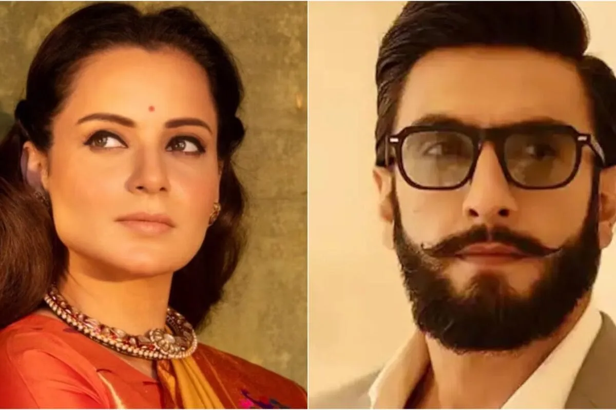 Kangana Ranaut and Ranveer Singh featured in a news collage.