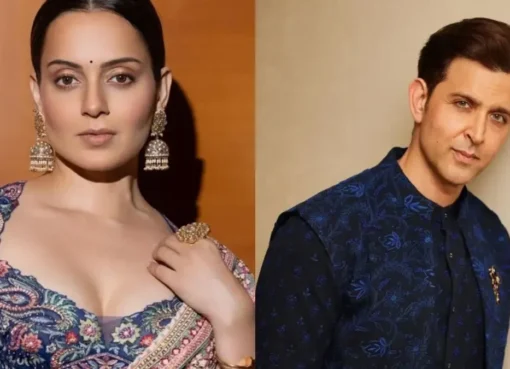 Kangana Ranaut with a sharp expression, looking directly at the camera