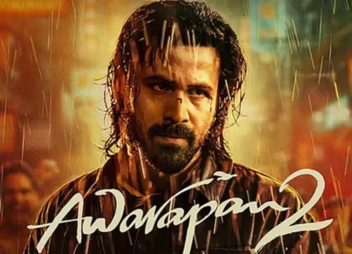 Emraan Hashmi looking intense in a scene from Awarapan 2, with dynamic, possibly stylized lighting and a determined expression.