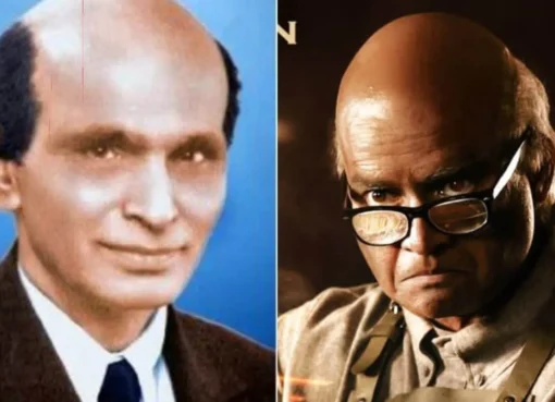 R Madhavan as GD Naidu, a visionary inventor, in a vintage-style film poster.