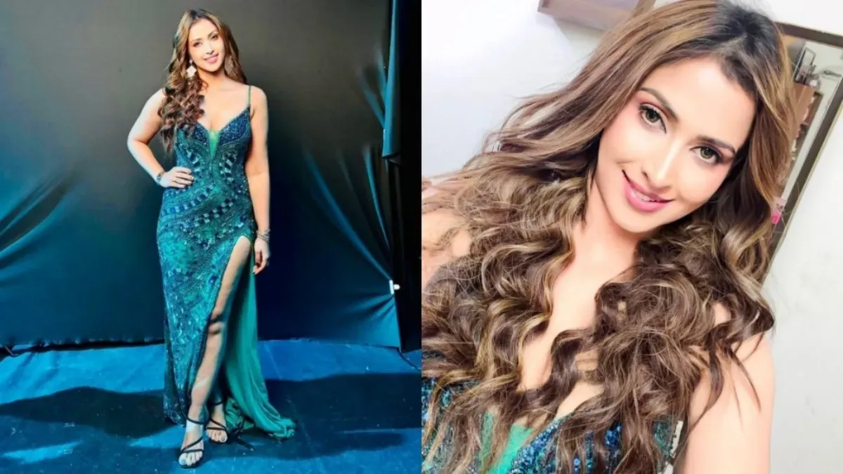 Samaira Sandhu in a stunning thigh-high slit dress.