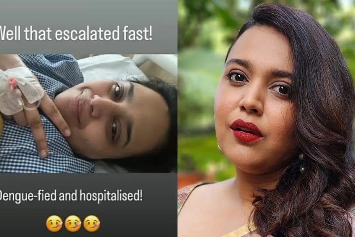 Swara Bhasker lying in a hospital bed, looking tired but resilient as she shares an update.