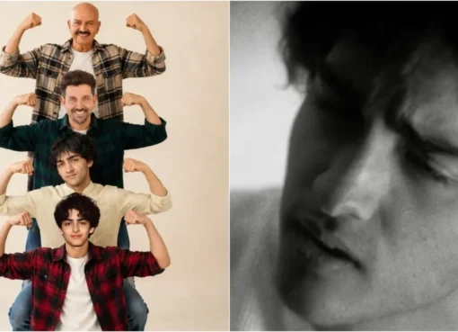 Rakesh Roshan smiling proudly, with text celebrating Hrehaan Roshan's musical debut.