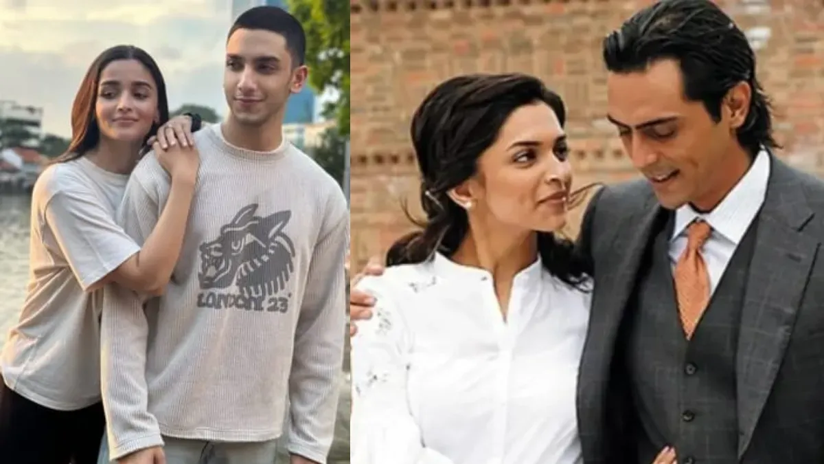 Collage of on-screen brother-sister duos including Vedang-Alia and Arjun-Deepika, symbolizing sibling love.