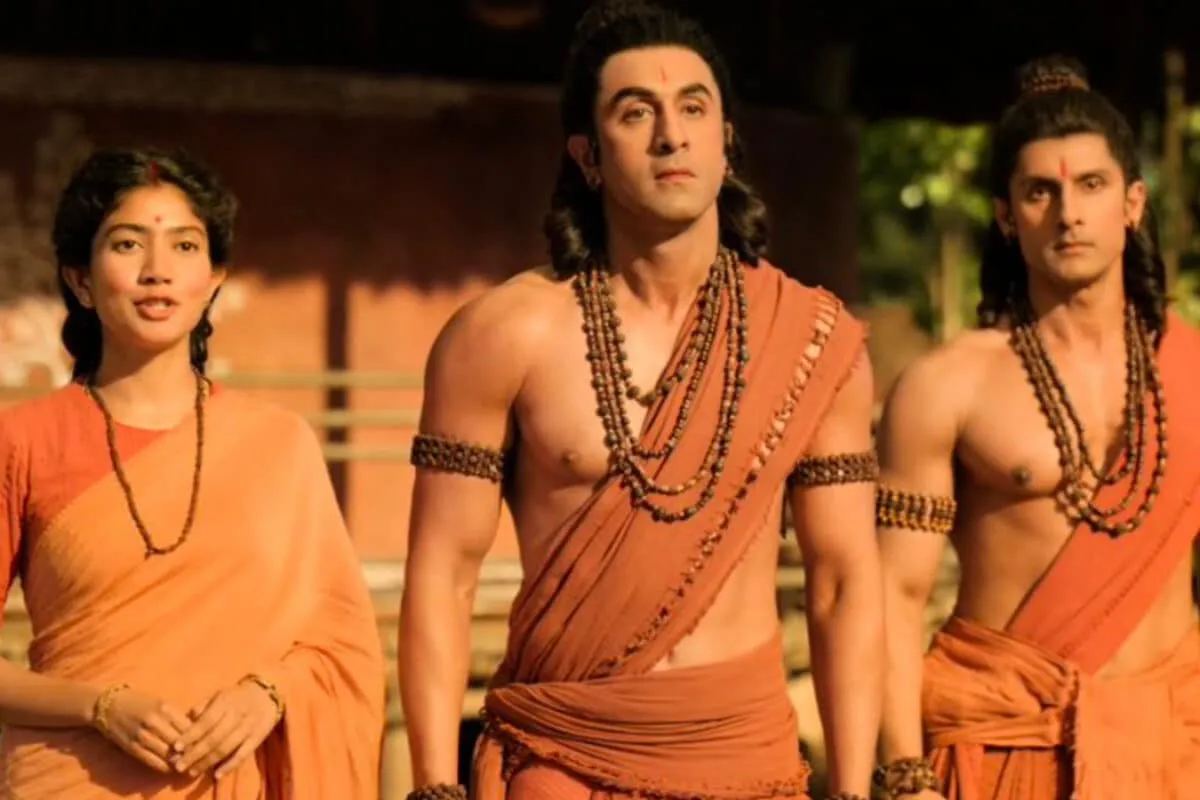 Movie poster for Ramayana with Ranbir Kapoor, Sai Pallavi, and Yash.