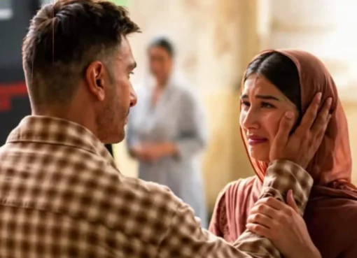 Ranveer Singh and his on-screen sister in an emotional still from the movie Dhurandhar.