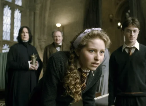 Jessie Cave, known as Lavender Brown from Harry Potter, during a TV interview.