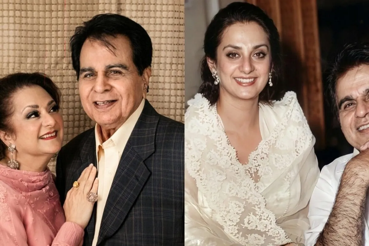 Saira Banu and Dilip Kumar smiling together.