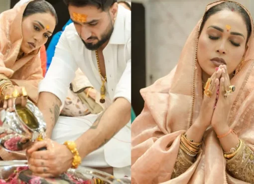 Singer Afsana Khan performing a religious ritual.