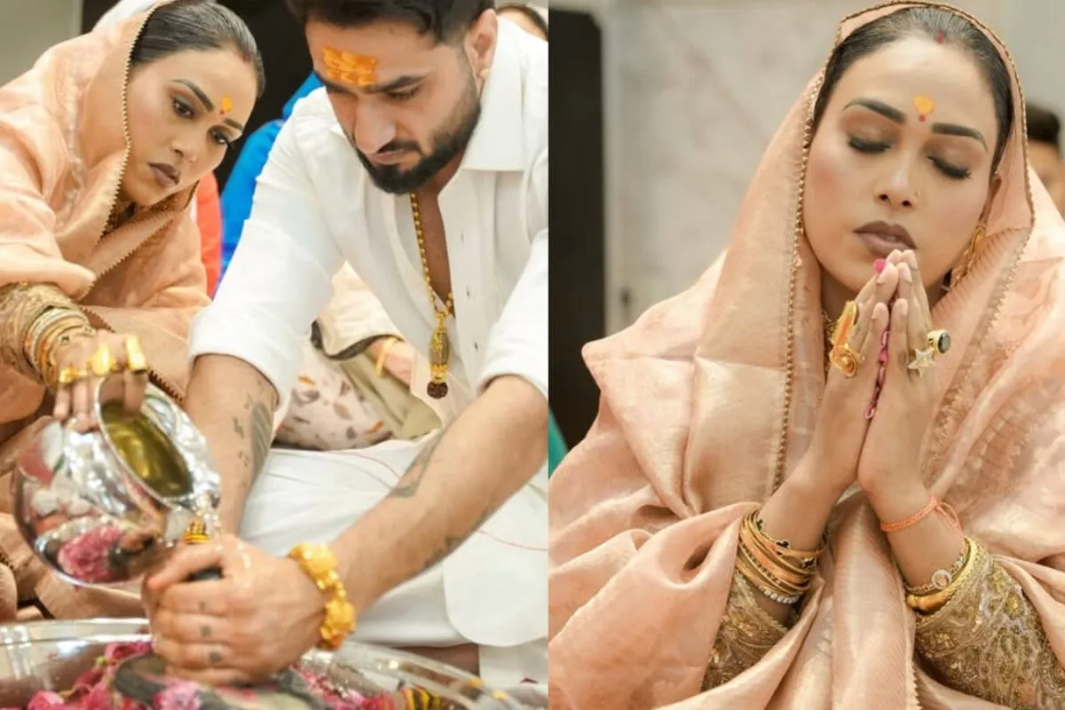 Singer Afsana Khan performing a religious ritual.