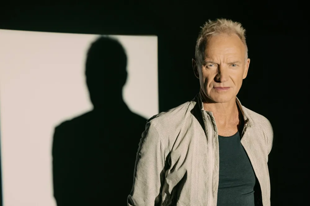 Sting in a recording studio, deep in thought.
