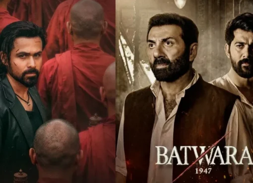Sunny Deol from Batwara 1947 and Emraan Hashmi from Awarapan 2 in a split image, representing their box office clash.