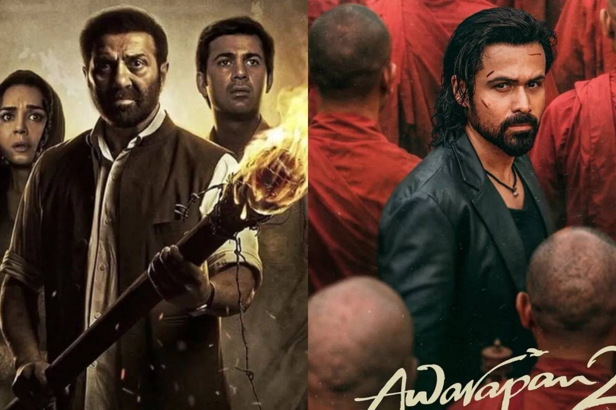 Movie posters for Batwara 1947 and Awarapan 2 facing off.