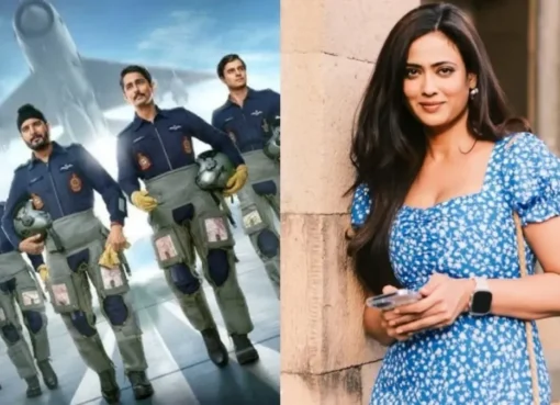 A split image showing the Netflix logo and a concerned portrait of actress Shweta Tiwari.