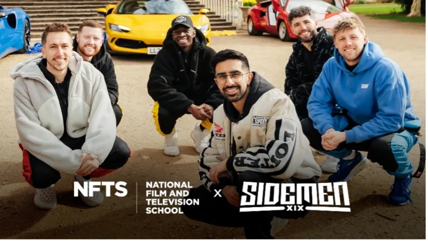 The Sidemen logo alongside the NFTS logo, representing a new partnership focused on training producers.