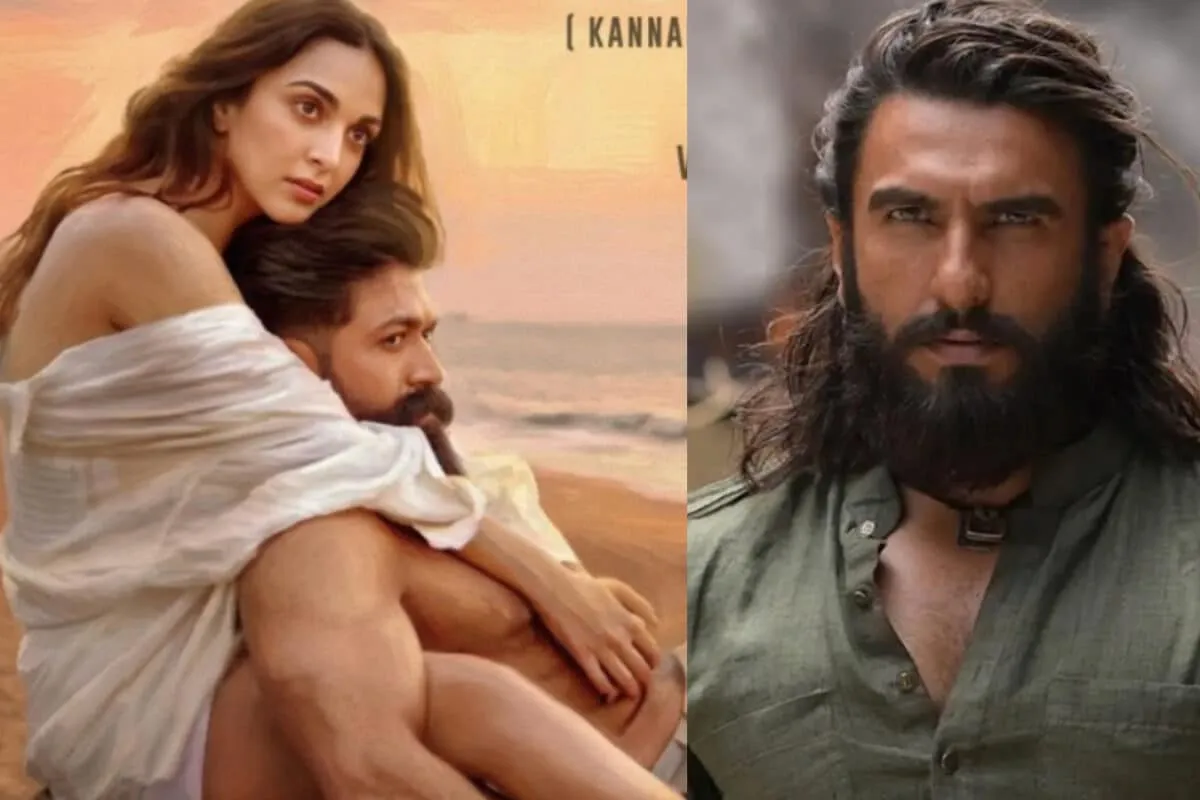 Yash, looking intense and serious, on a movie poster for Toxic.