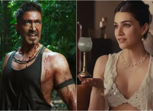 Collage of actor Yash and actress Kriti Sanon.