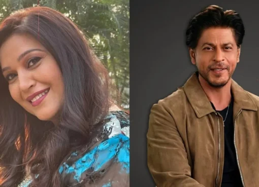 Shah Rukh Khan and Niki Walia looking at each other in a friendly way.