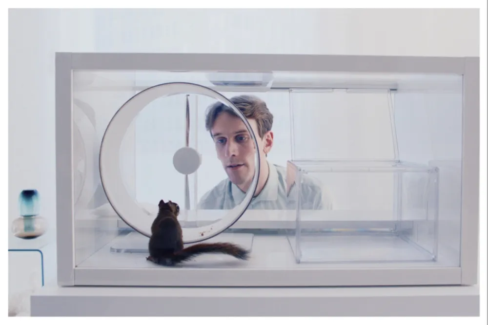 A scene from the Finnish movie The Squirrel showing a futuristic setting