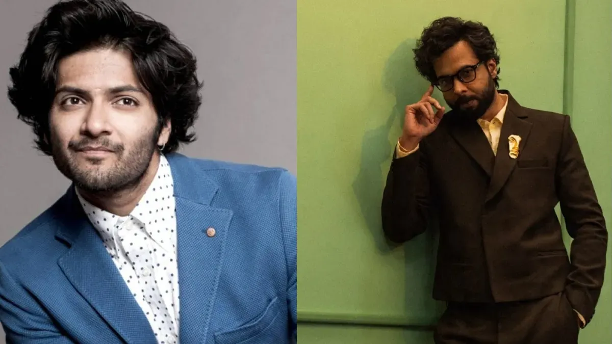 Ali Fazal and Abhishek Banerjee looking thoughtful, with a vibrant, artistic background hinting at creativity and versatility.