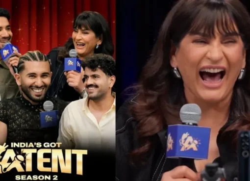 Archana Puran Singh reacting on stage.